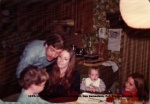 1973-10 Pat birthday,Gregory Wardell, Dan Samuelson, Pat, Stacey Wardell, Terry.jpg