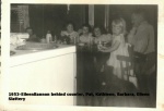 1953-EileenBannon behind counter, Pat, Kathleen, Barbara, Eileen Slattery.jpg